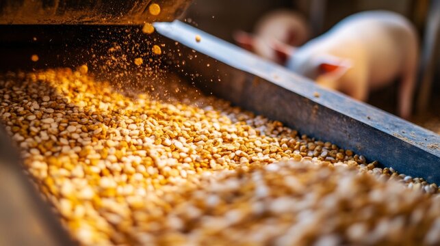 Animal Feed Production Line - Close-up of Grain Pellets