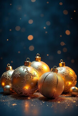 golden Christmas balls