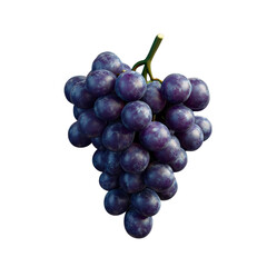 Fototapeta premium a purple grape bunch 3d render icon isolated on transparent background cutout