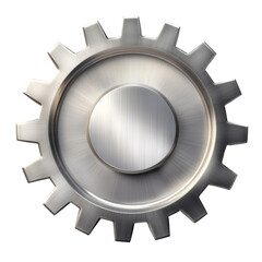 a silver gear 3d render icon isolated on transparent background cutout