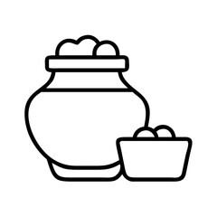 bath salts icon, singles awareness line art, self-love icon - simple black line art icon of bath salts, for singles awareness day celebrations. self-love vector icon.