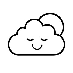 calm cloud icon, singles awareness line art, self-love icon - simple black line art icon of calm cloud, for singles awareness day celebrations. self-love vector icon.