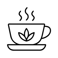 calming tea icon, singles awareness line art, self-love icon - simple black line art icon of calming tea, for singles awareness day celebrations. self-love vector icon.