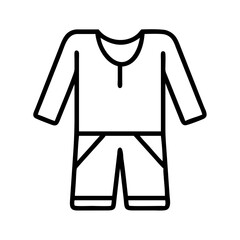 cozy pajamas icon, singles awareness line art, self-love icon - simple black line art icon of cozy pajamas, for singles awareness day celebrations. self-love vector icon.