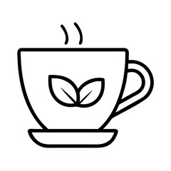 cup of herbal tea icon, singles awareness line art, self-love icon - simple black line art icon of cup of herbal tea, for singles awareness day celebrations. self-love vector icon.