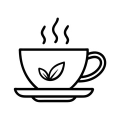 cup of herbal tea icon, singles awareness line art, self-love icon - simple black line art icon of cup of herbal tea, for singles awareness day celebrations. self-love vector icon.