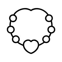 heart bracelet icon, singles awareness line art, heart bracelet icon - simple black line art icon of heart bracelet, for singles awareness day celebrations. heart bracelet  vector icon.