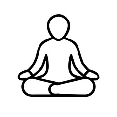 meditation pose icon, singles awareness line art, self-love icon - simple black line art icon of meditation pose, for singles awareness day celebrations. self-love vector icon.