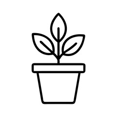 plant in pot icon, singles awareness line art, self-love icon - simple black line art icon of plant in pot, for singles awareness day celebrations. self-love vector icon.