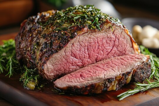 Herb Roasted Prime Rib Sliced Beautifully