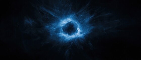 Digital art piece that appears to be a black hole in the center of a dark background. the black hole is made up of a series of swirling lines and curves that create a sense of depth and dimension.