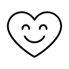 smiling heart icon, singles awareness line art, self-love icon - simple black line art icon of smiling heart, for singles awareness day celebrations. self-love vector icon.
