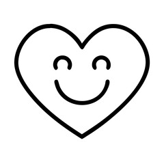 smiling heart icon, singles awareness line art, self-love icon - simple black line art icon of smiling heart, for singles awareness day celebrations. self-love vector icon.