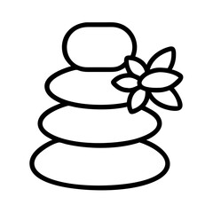 spa stones icon, singles awareness line art, self-love icon - simple black line art icon of spa stones, for singles awareness day celebrations. self-love vector icon.