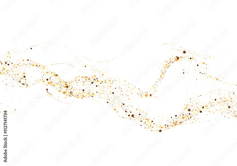 Wall mural scattered gold particles in the shape of a wave. a festive design element.