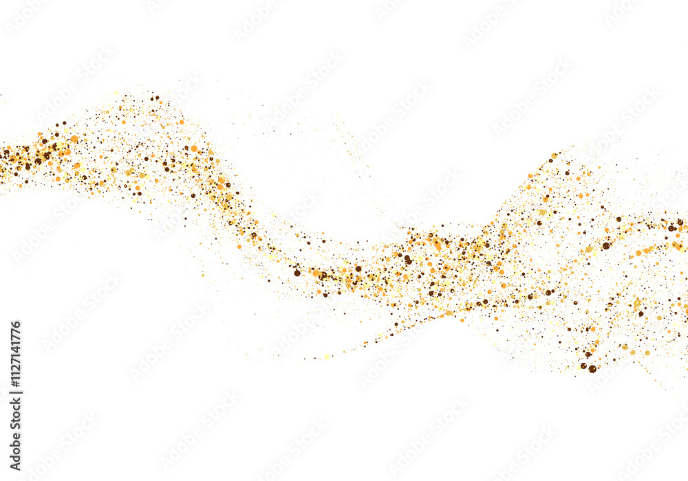 Wall mural scattered gold particles in the shape of a wave. a festive design element.