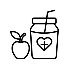wellness smoothie icon, singles awareness line art, self-love icon - simple black line art icon of wellness smoothie, for singles awareness day celebrations. self-love vector icon.