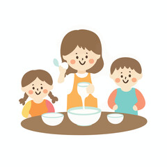 Children Drinking milk illustration vector design, logo and icon design
