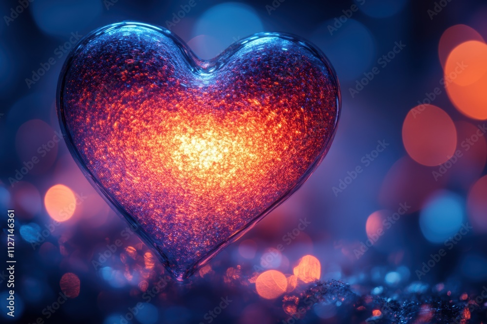Poster abstract glowing heart bokeh with artistic patterns and smooth light transitions, ideal for branding