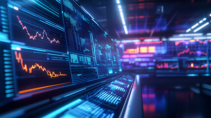 Fototapeta premium Futuristic Technology Driven Business Environment with AI Analysis