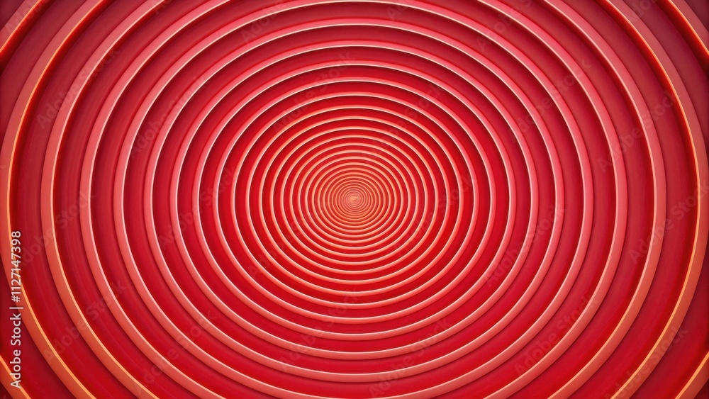 Poster a vibrant red and orange circular design that creates a sense of depth and perspective