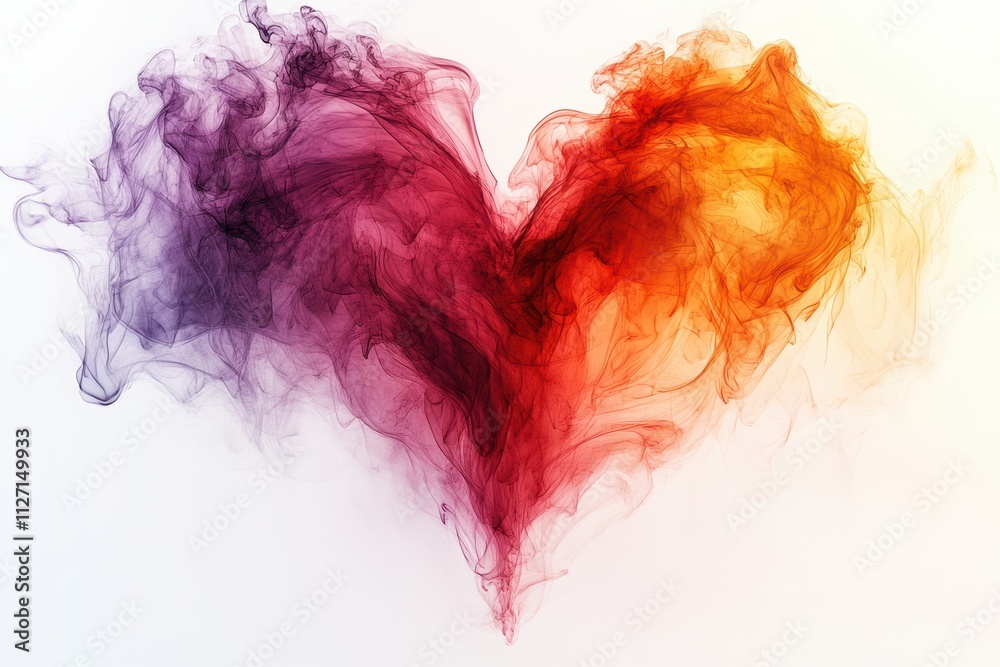 Poster abstract split heart design with clean, modern lines and intricate center details, perfect for valen