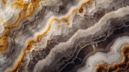 Stunning close-up view of natural agate with intricate patterns and vibrant colors in shades of brown and gold
