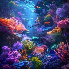 Naklejka premium Vibrant Underwater Coral Reef Ecosystem