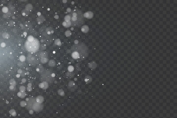 Holiday bokeh and glitter effect with bright dust particles and glare isolated on transparent background. Vector star cloud with glare and glitter.