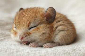 Adorable baby hamster in a playful pose, isolated for light-hearted and versatile use.