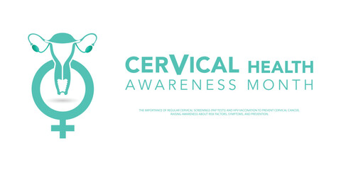 Cervical cancer awareness month is observed every year in january. January is cervical cancer awareness month. Vector template for banner, greeting card, poster with background. Vector illustration.