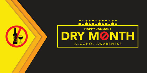 Dry January is a public health campaign urging people to abstain from alcohol for the month of January, Vector illustration.
