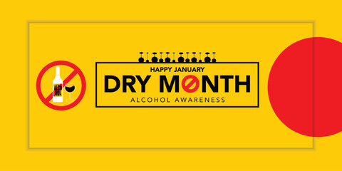Dry January is a public health campaign urging people to abstain from alcohol for the month of January, Vector illustration.