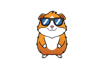 A guinea pig wearing sunglass vector art illustration