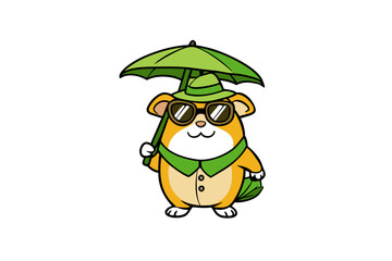 A guinea pig wearing sunglass vector art illustration