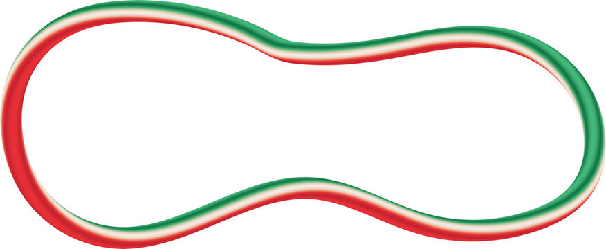 3D Glossy Abstract Wavy Line Loop Decoration Elements with Italian Flag Colors and Christmas Theme