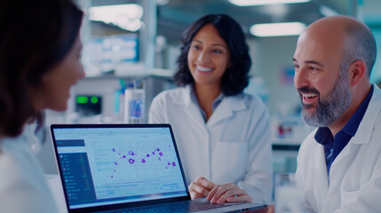 Research Team Collaborating in High Tech Pharmaceutical Lab