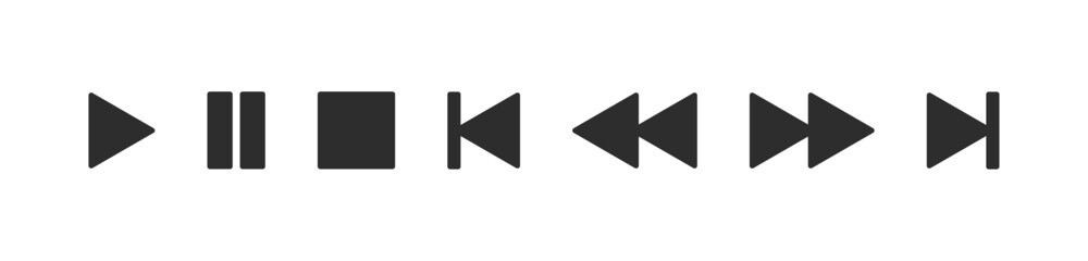 Stop, play, pause, rewind, fast forward icon. Media player button icons set. Music or video player control buttons. UI template. Vector illustration © Hasan_Sumon