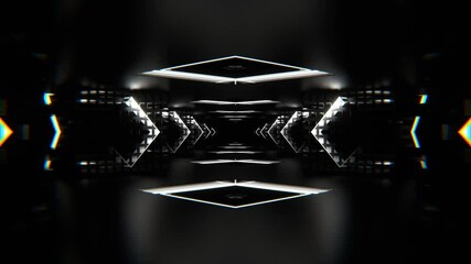 Black and White Neon Squares Amazing Endless Tunnel Background VJ Loop in 4K
