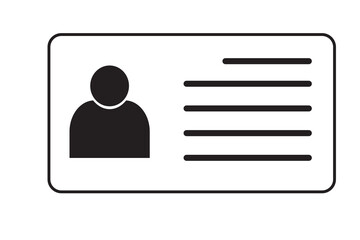 
ID card icon. Identification card symbol on white background. Personal identification document symbol. vector illustration.
