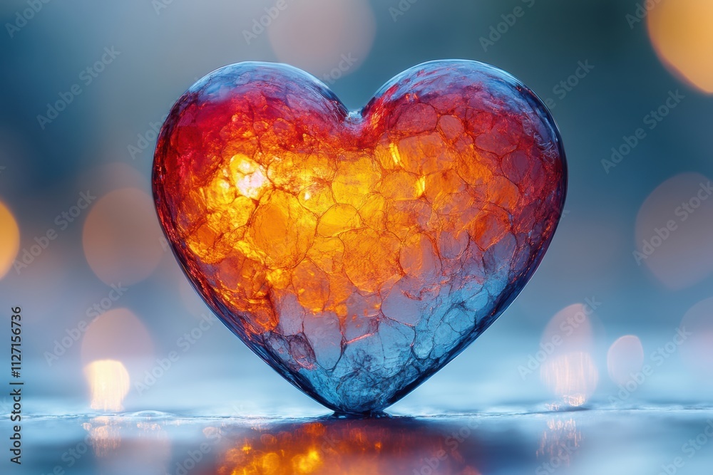 Poster Artistic heart bokeh featuring soft focus and vibrant colors, perfect for creative visual storytelling.