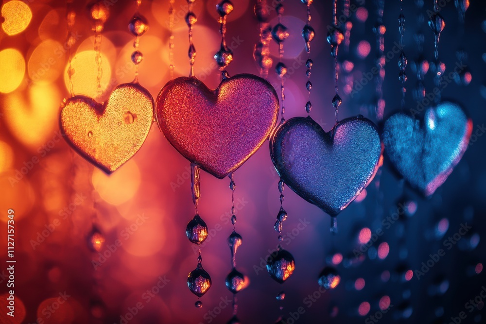 Poster artistic heart bokeh featuring soft focus and vibrant colors, perfect for creative visual storytelli
