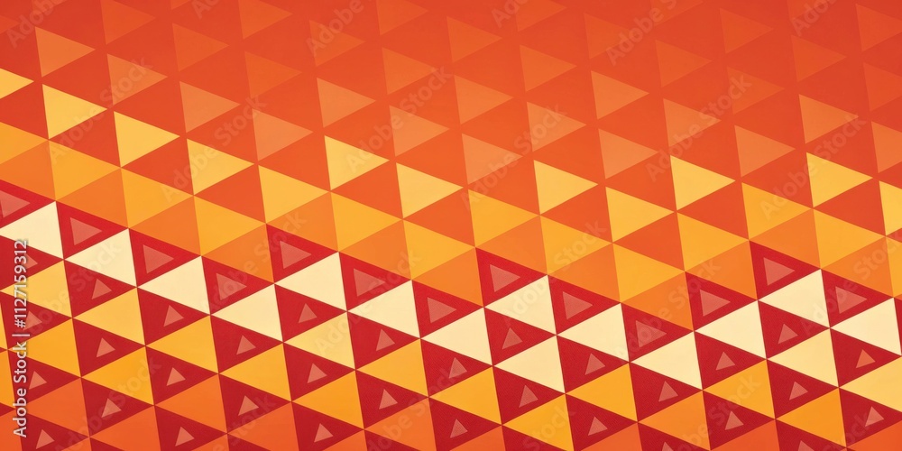 Aufkleber Abstract Geometric Pattern with Vibrant Orange and Yellow Triangles in a Gradient Design