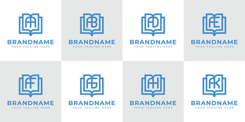 Letters AA AB AD AE AF AG AH AK Book Logo, symbolizing knowledge, education, and growth