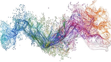 Fototapeta premium Abstract colorful flowing particles, vibrant, dynamic, energy.