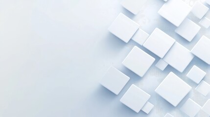 abstract 3d square white technology communication concept background. Random shifted white cube...