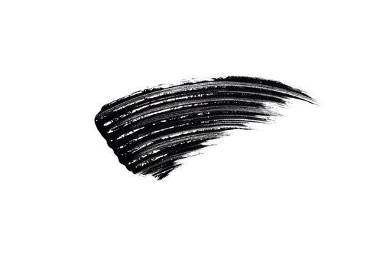 Swatch, mascara brushstroke smear isolated on white or transparent background flat lay texture