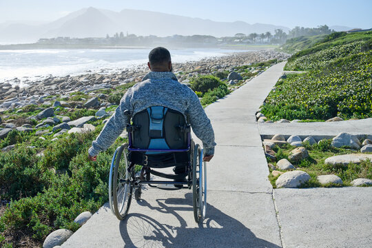 Man in wheelchair outdoors