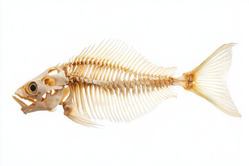 A detailed fish skeleton displayed against a white background for educational purposes.