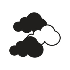 cloudy glyph icon with white background vector stock illustration
